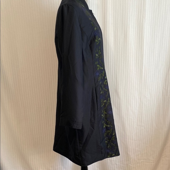 Sigrid Olsen Jacket Long Silk Embroidered Asian Inspired Quiet Luxury Size 12 - Picture 6 of 16